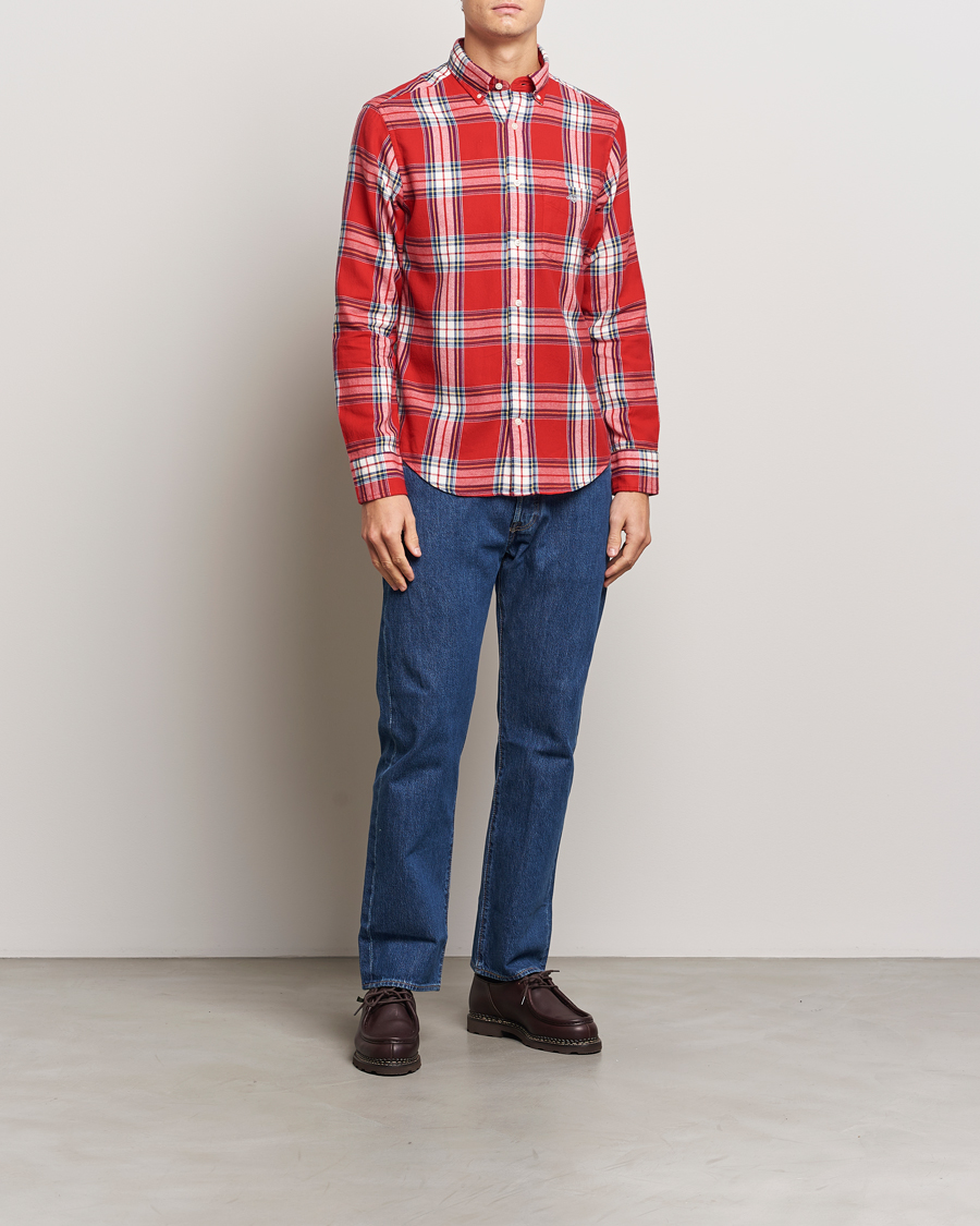 Heren | Overhemden | GANT | Regular Flannel Check Shirt Ruby Red