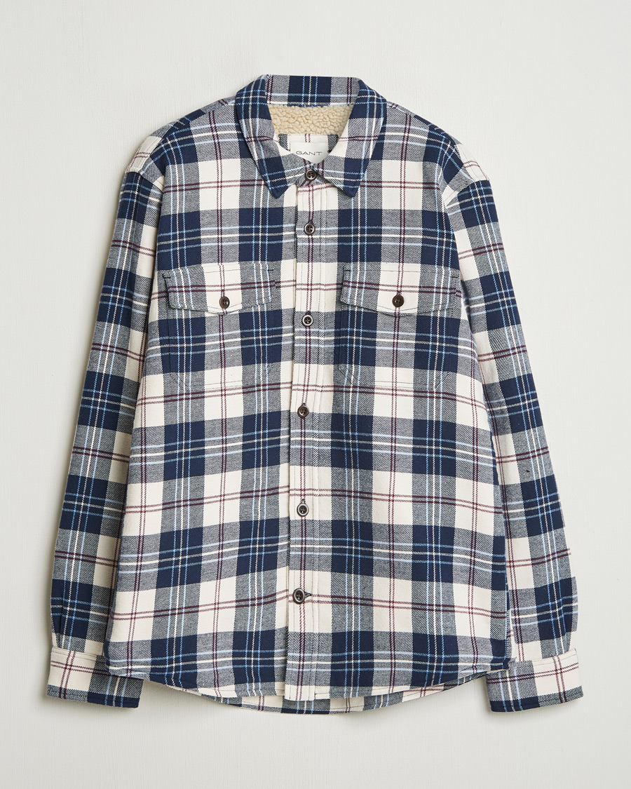 Heren | Overhemden | GANT | Flannel Lined Checked Overshirt Evening Blue