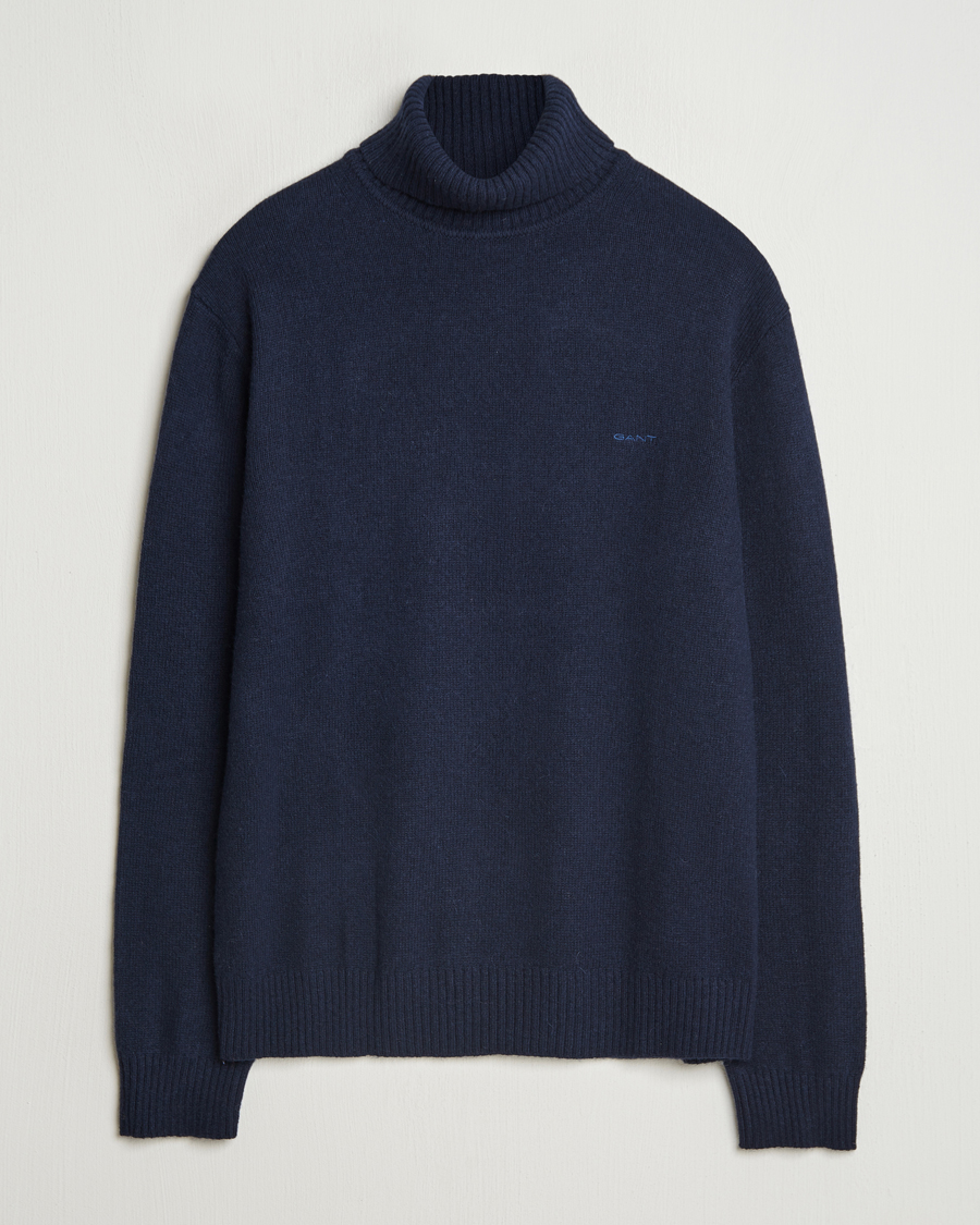 Heren | Truien | GANT | Knitted Wool Turtleneck Evening Blue