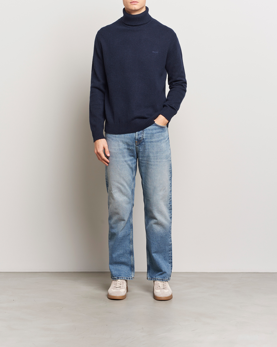 Heren | Truien | GANT | Knitted Wool Turtleneck Evening Blue