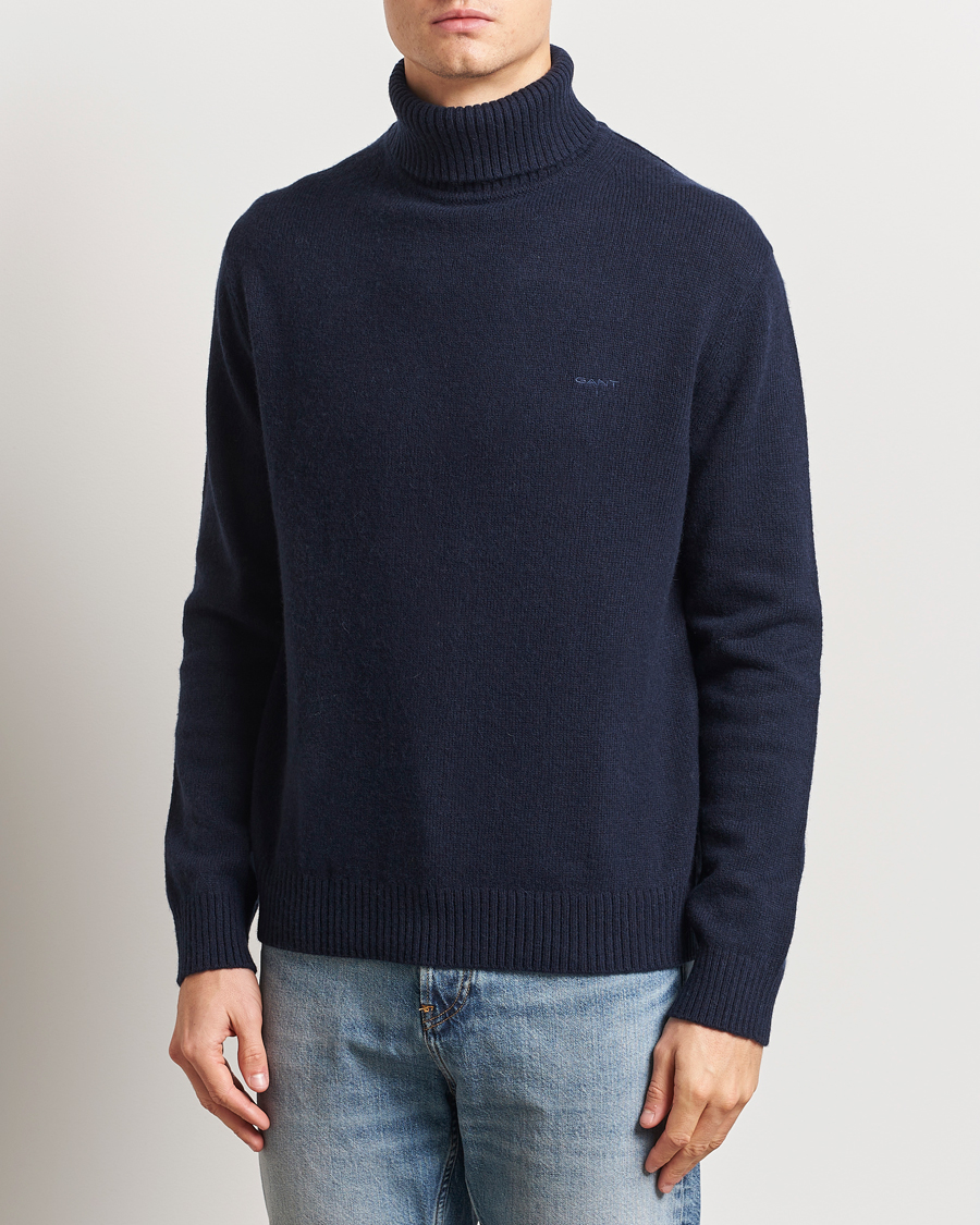 Heren | Truien | GANT | Knitted Wool Turtleneck Evening Blue