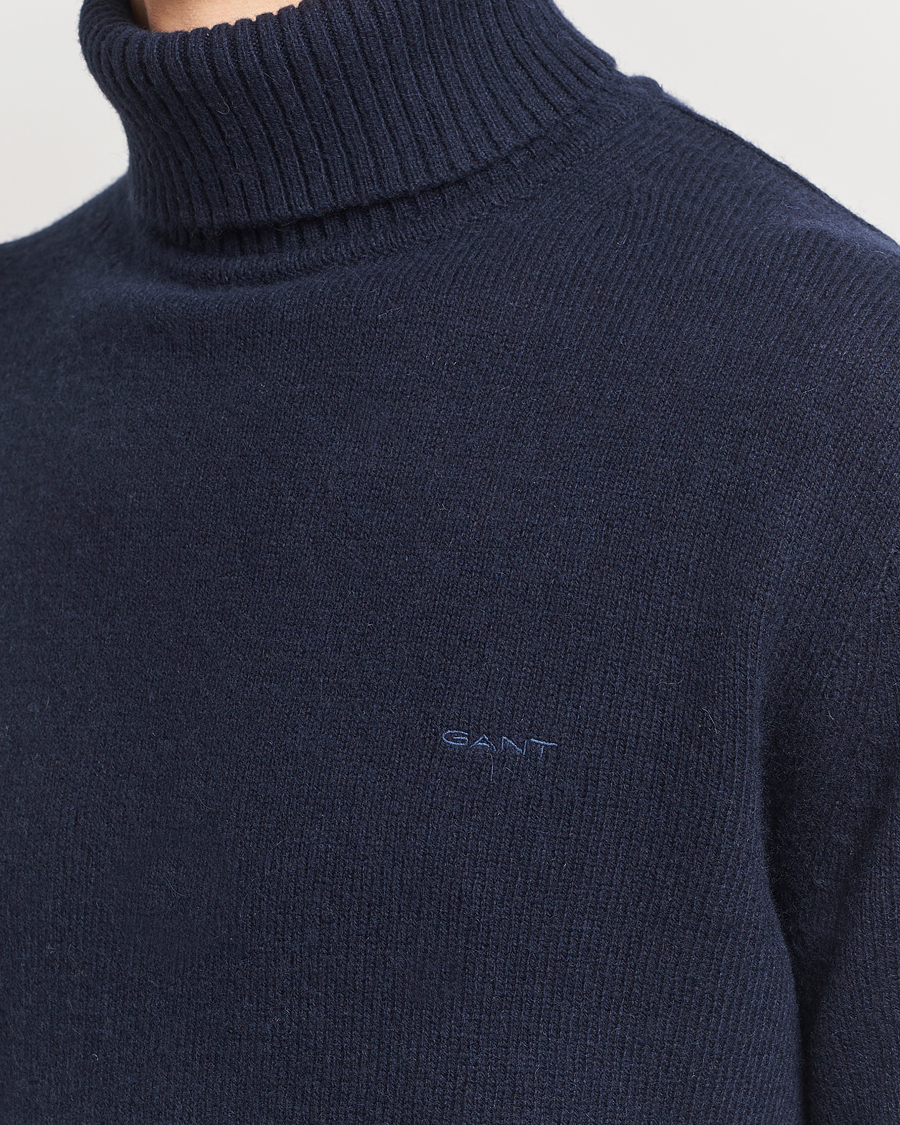 Heren | Truien | GANT | Knitted Wool Turtleneck Evening Blue