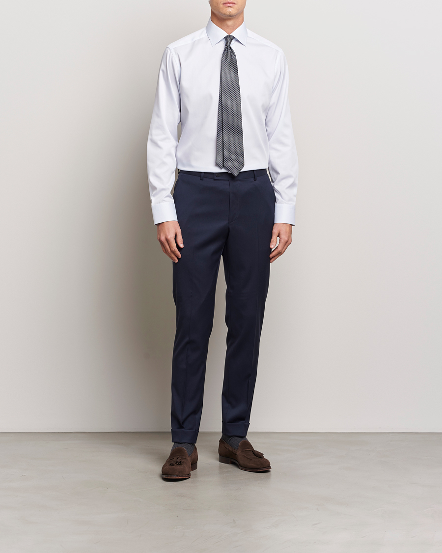 Heren | Overhemden | Eton | Slim Fit Twill Hairline Stripe Shirt Blue/White