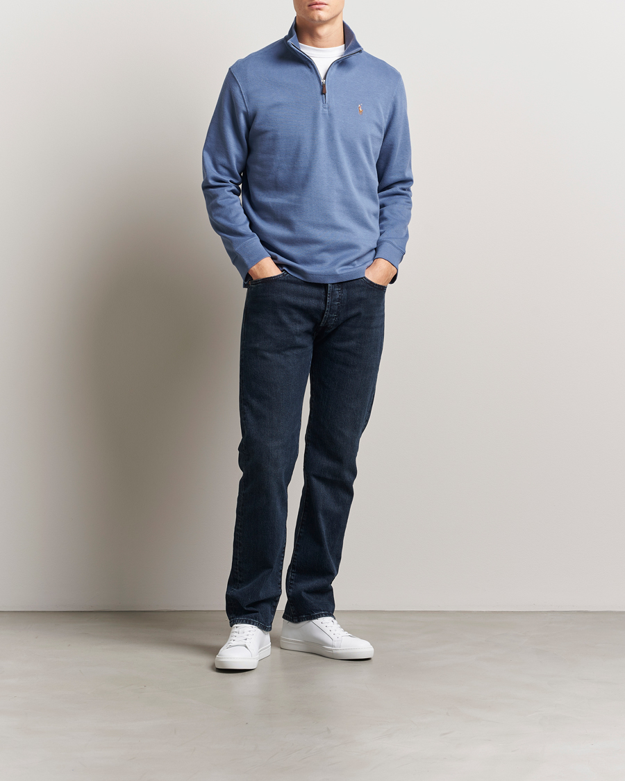 Heren | Truien | Polo Ralph Lauren | Double Knit Jaquard Half Zip Sweater Capri Blue
