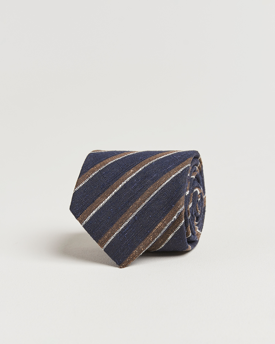 Heren | Amanda Christensen Silk Shantung Striped 8cm Tie Navy | Amanda Christensen | Silk Shantung Striped 8cm Tie Navy