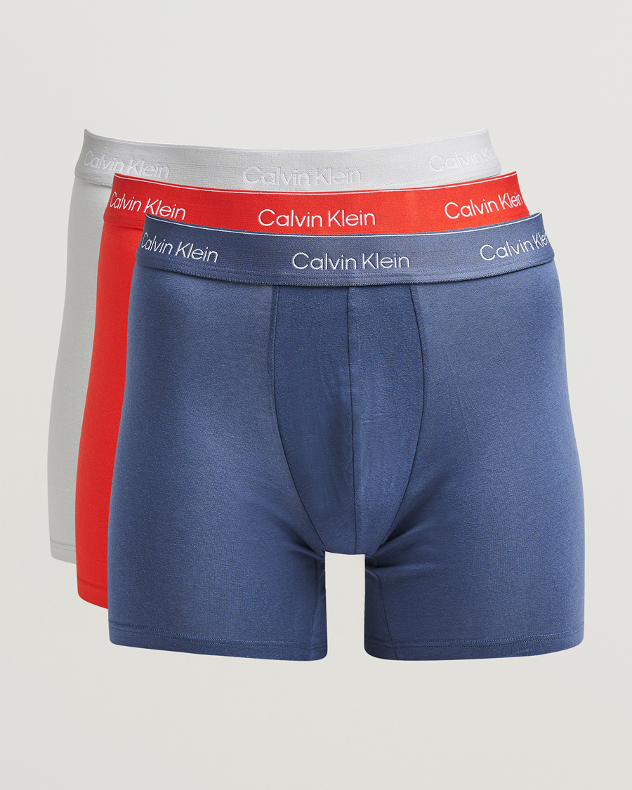 Heren | Ondergoed | Calvin Klein | 3-Pack Icon Cotton Stretch Boxer Brief Blue/Grey/Red