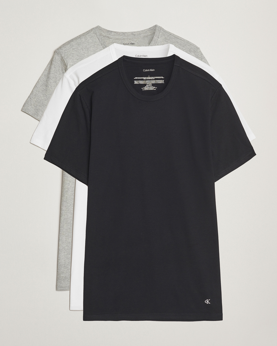 Heren | T-shirts | Calvin Klein | 3-Pack Cotton Stretch Crew Neck T-Shirt White/Black/Grey