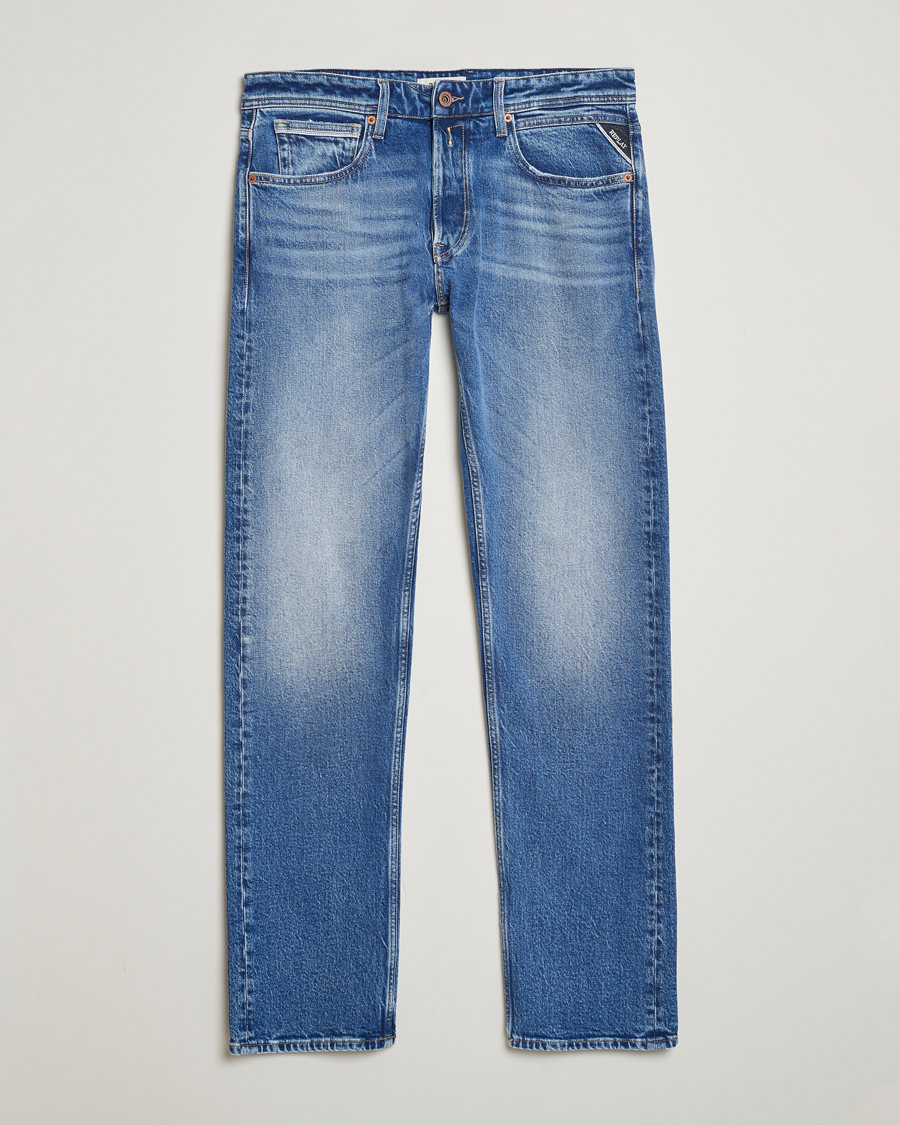 Heren | Jeans | Replay | Grover Straight Fit Original Jeans Medium Blue