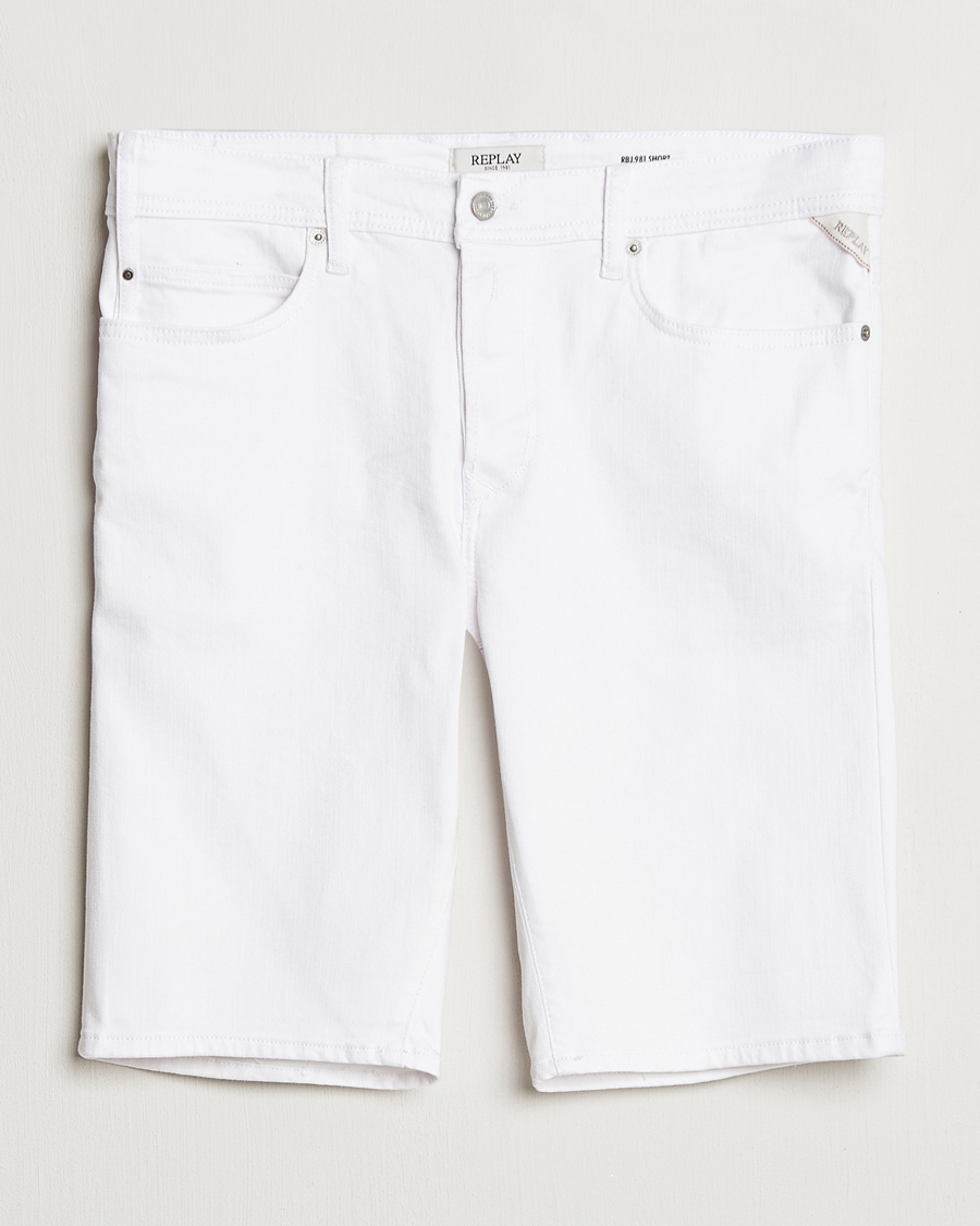 Heren | Korte broek | Replay | RBJ981 Stretch Denim Shorts White