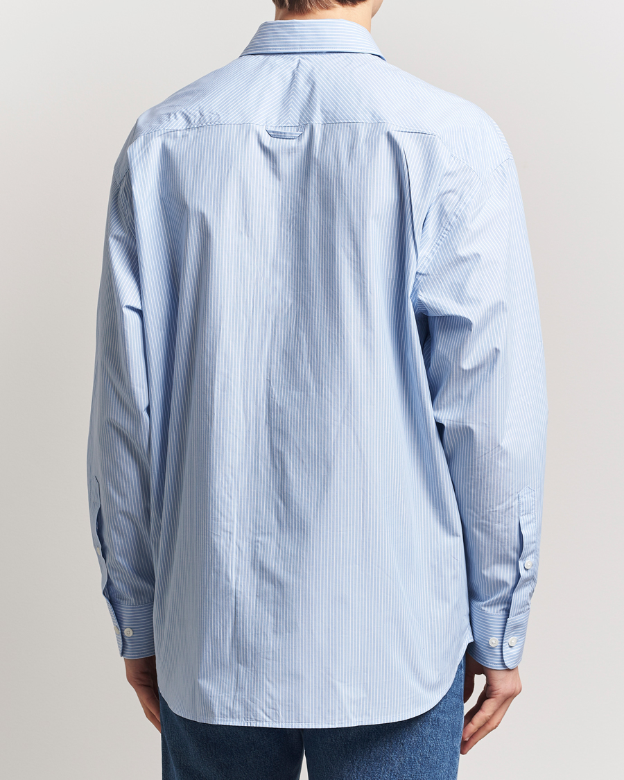 Heren | Overhemden | Filippa K | Striped Cotton Poplin Shirt Light Blue/White