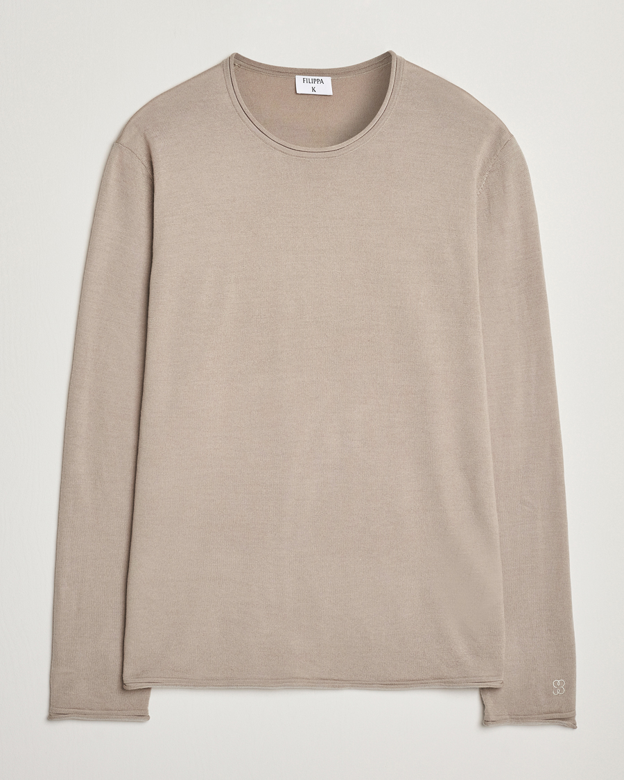 Heren | Truien | Filippa K | Rolled Edge Knitted Sweater Moss Grey