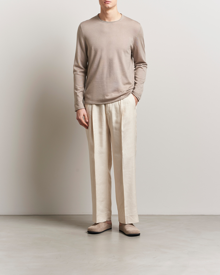 Heren | Truien | Filippa K | Rolled Edge Knitted Sweater Moss Grey