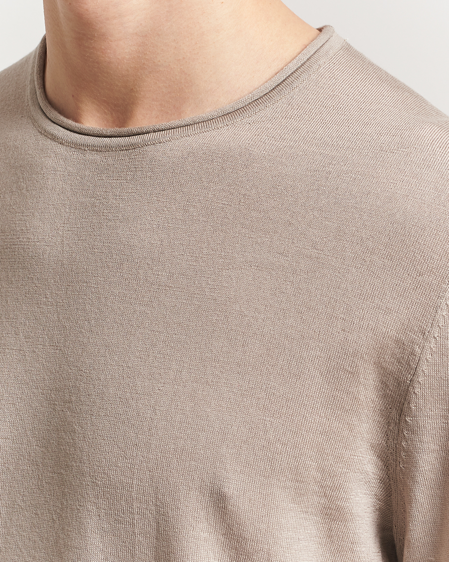 Heren | Truien | Filippa K | Rolled Edge Knitted Sweater Moss Grey