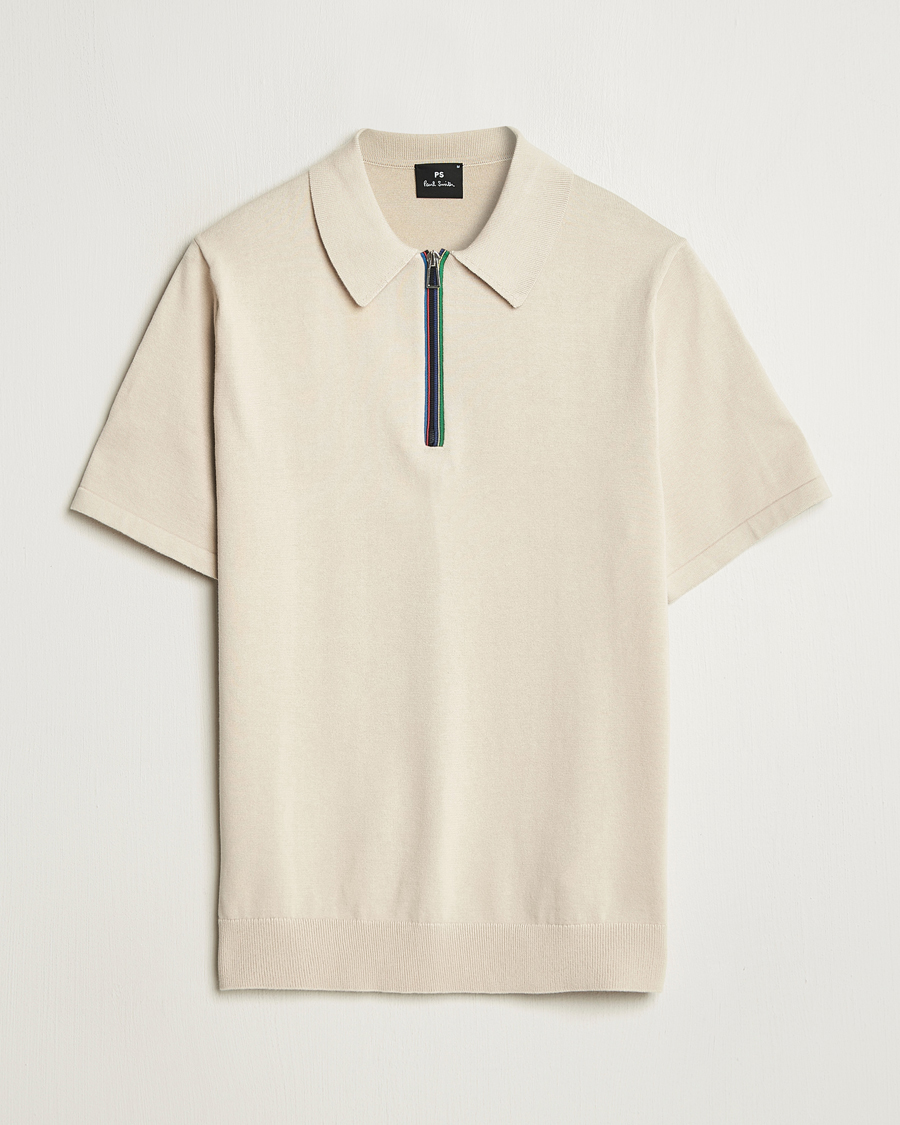 Heren | Polo's | PS Paul Smith | Cotton Knitted Half Zip Polo Off White