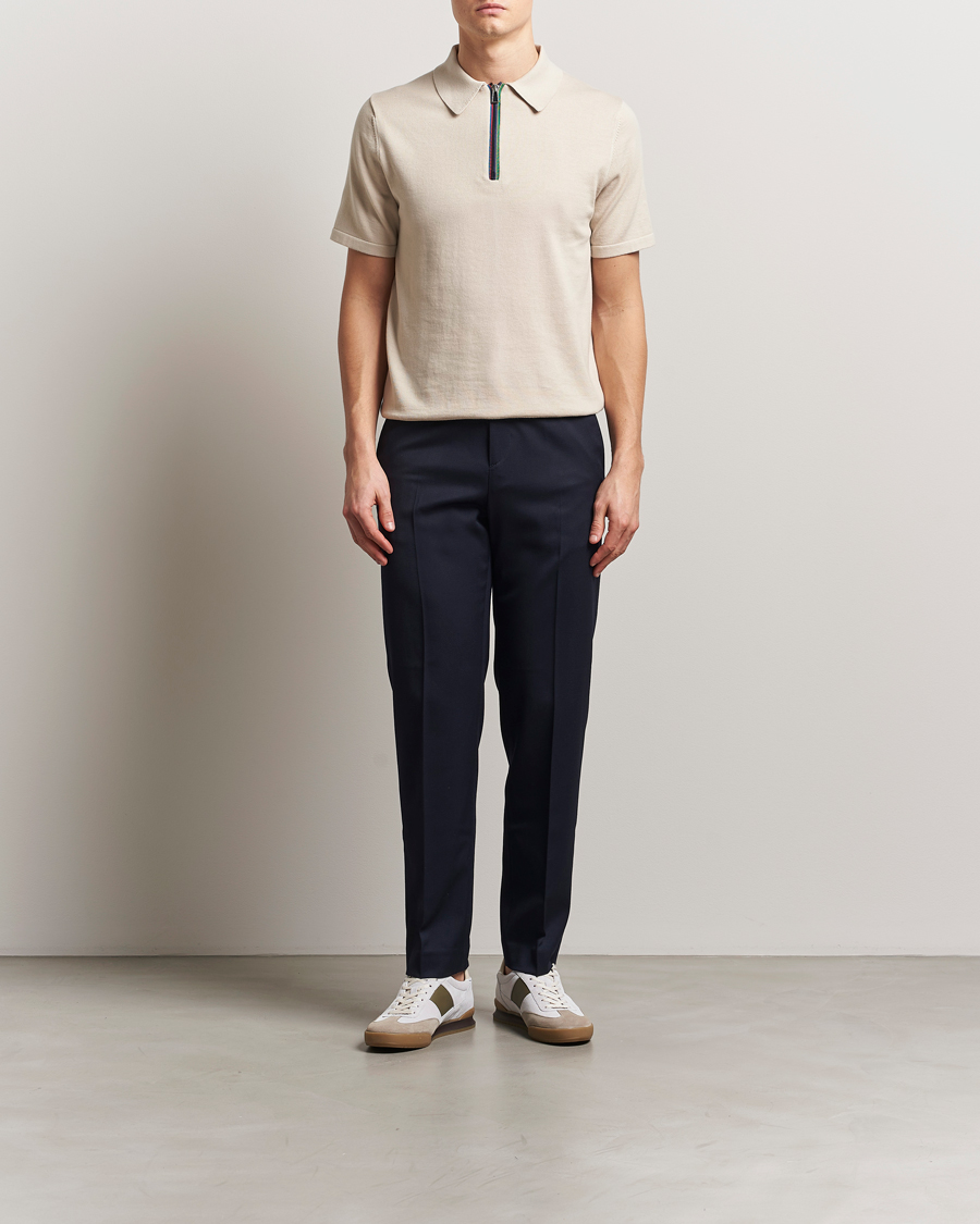 Heren | Polo's | PS Paul Smith | Cotton Knitted Half Zip Polo Off White