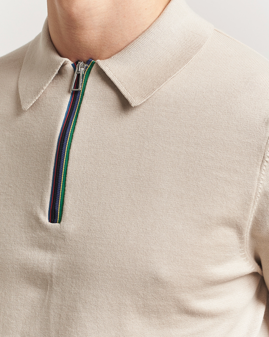 Heren | Polo's | PS Paul Smith | Cotton Knitted Half Zip Polo Off White