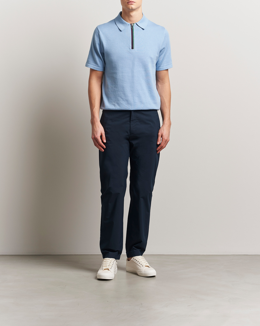 Heren | Polo's | PS Paul Smith | Cotton Knitted Half Zip Polo Light Blue