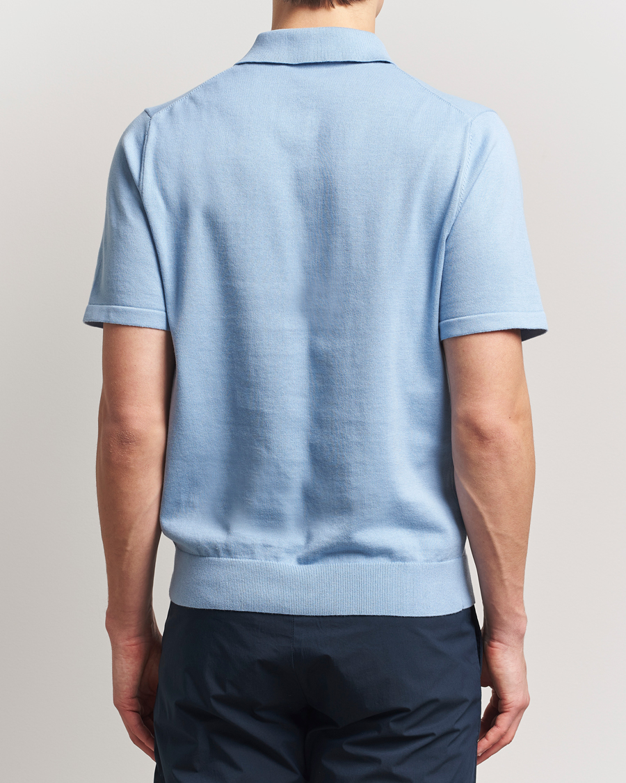 Heren | Polo's | PS Paul Smith | Cotton Knitted Half Zip Polo Light Blue