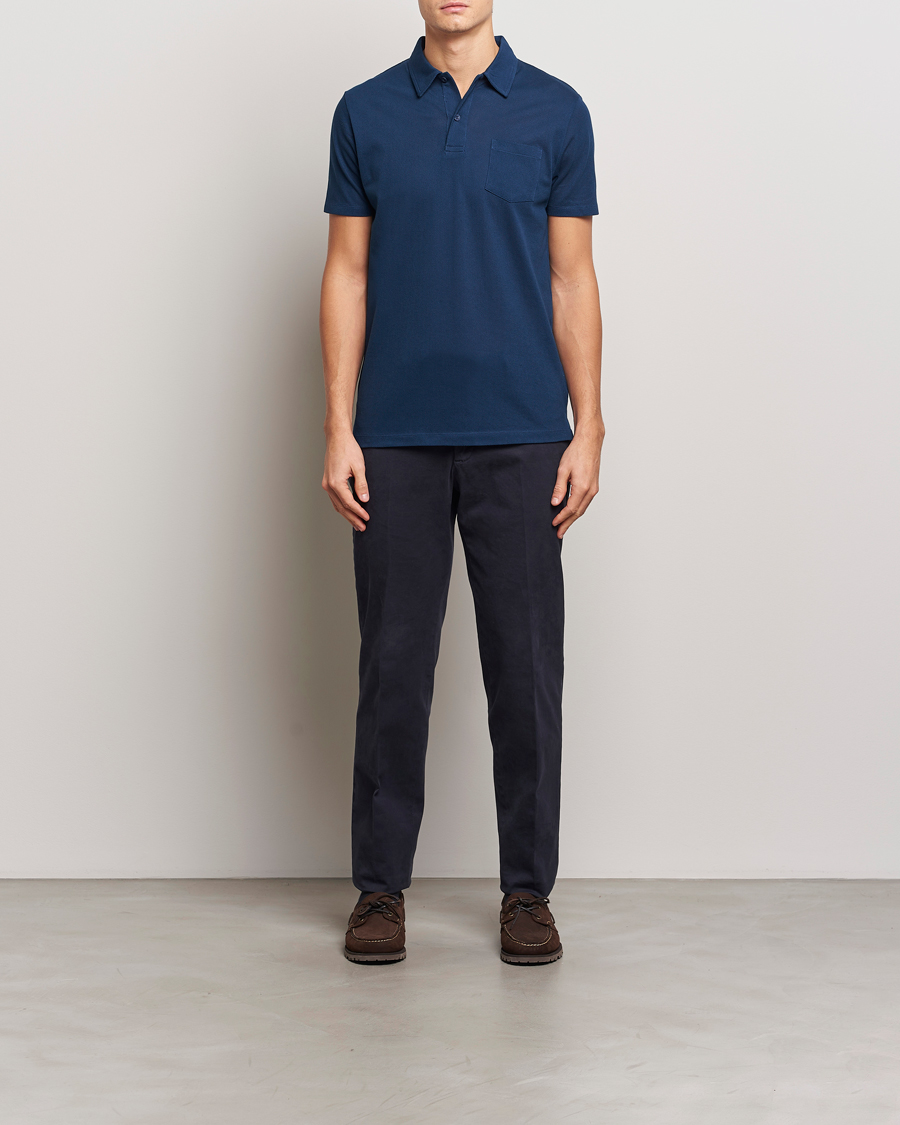 Heren | Polo's | Sunspel | Riviera Polo Shirt Naval Blue
