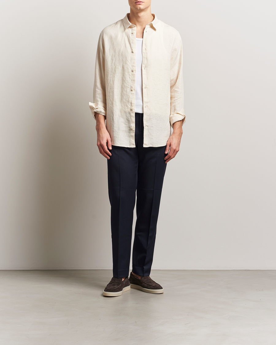 Heren | Overhemden | NN07 | Enzo Linen Shirt Ecru