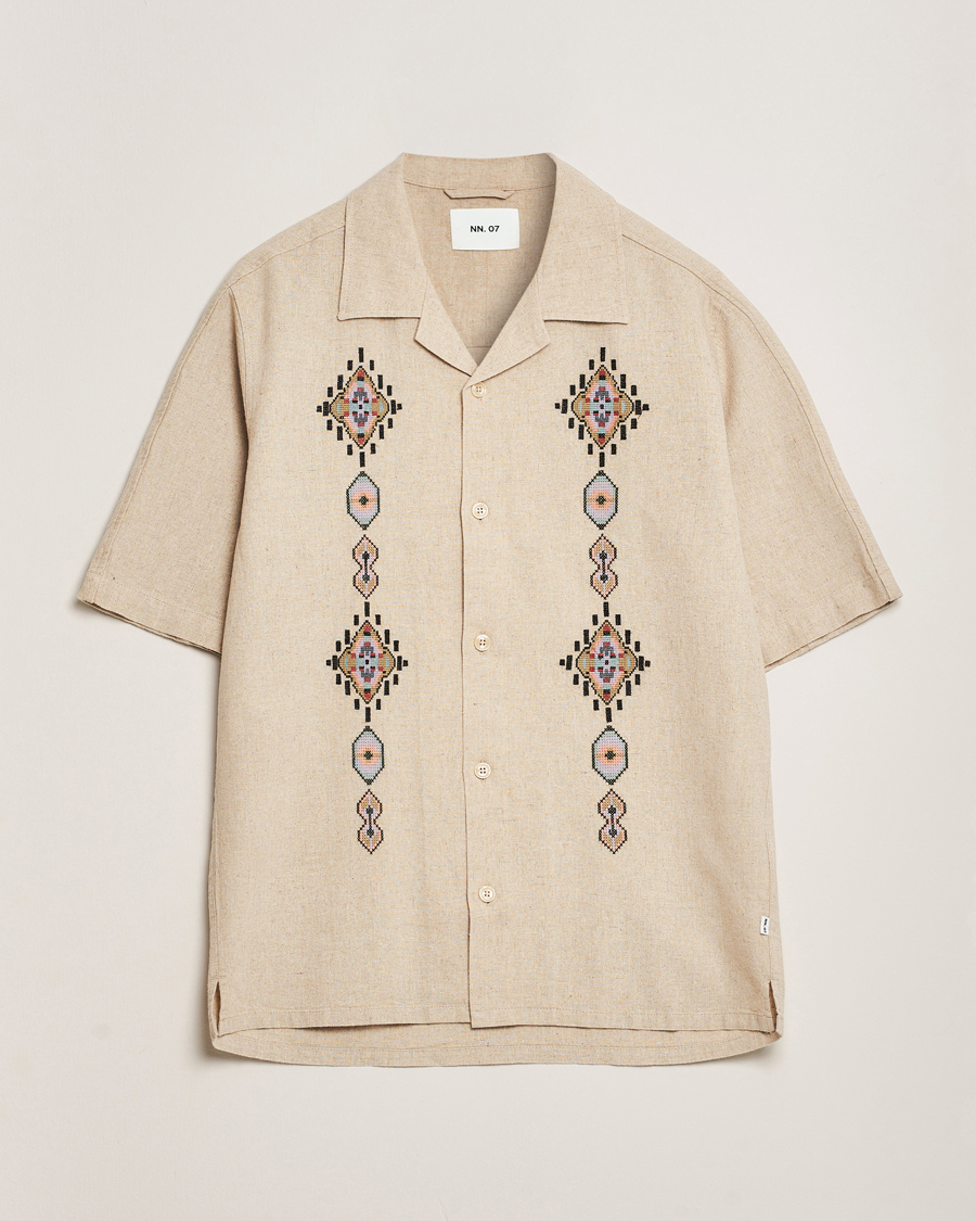 Heren | Overhemden | NN07 | Ole Printed Short Sleeve Shirt Oat