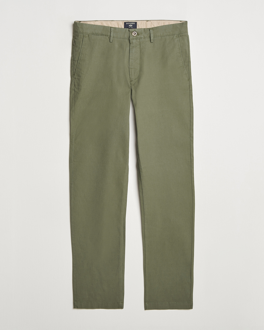 Heren | Broeken | Dockers | Crafted Khaki Slim Cotton/Linen Chino Teal Leaf