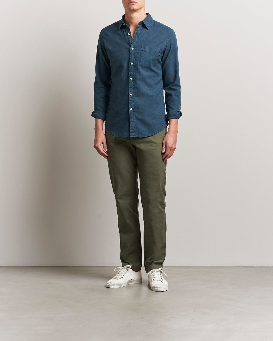 Heren | Broeken | Dockers | Crafted Khaki Slim Cotton/Linen Chino Teal Leaf