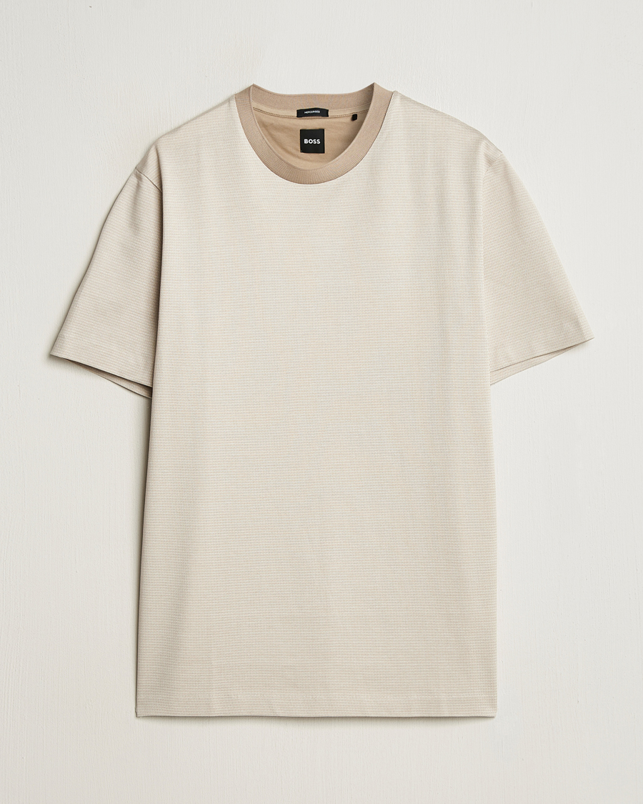 Heren | T-shirts | BOSS BLACK | Thompson Structured T-Shirt Light Beige