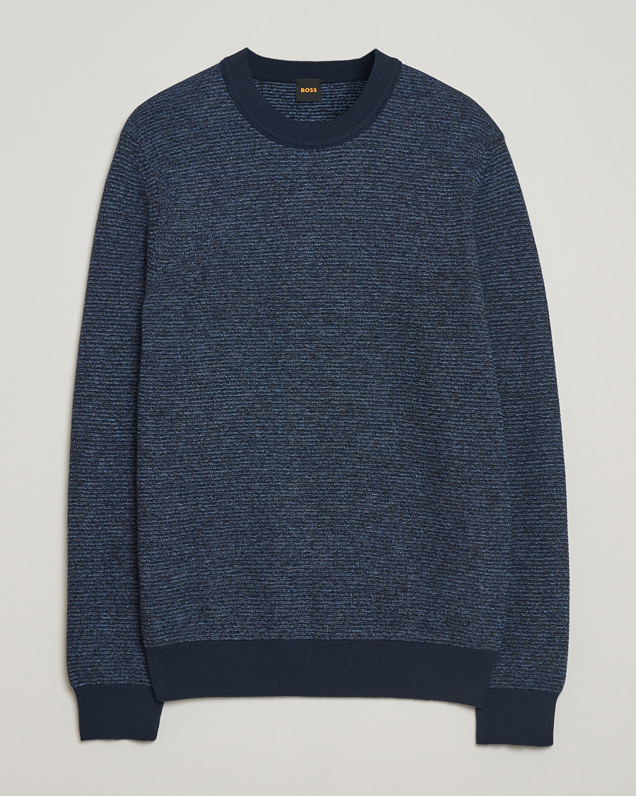Heren | Truien | BOSS ORANGE | Aspoki Structured Knitted Sweater Dark Blue