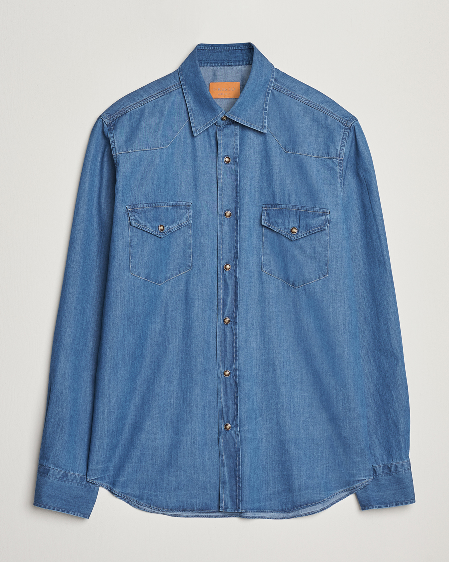Heren | Overhemden | Grigio | Western Denim Shirt Washed Indigo