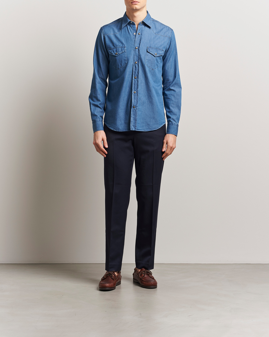 Heren | Overhemden | Grigio | Western Denim Shirt Washed Indigo