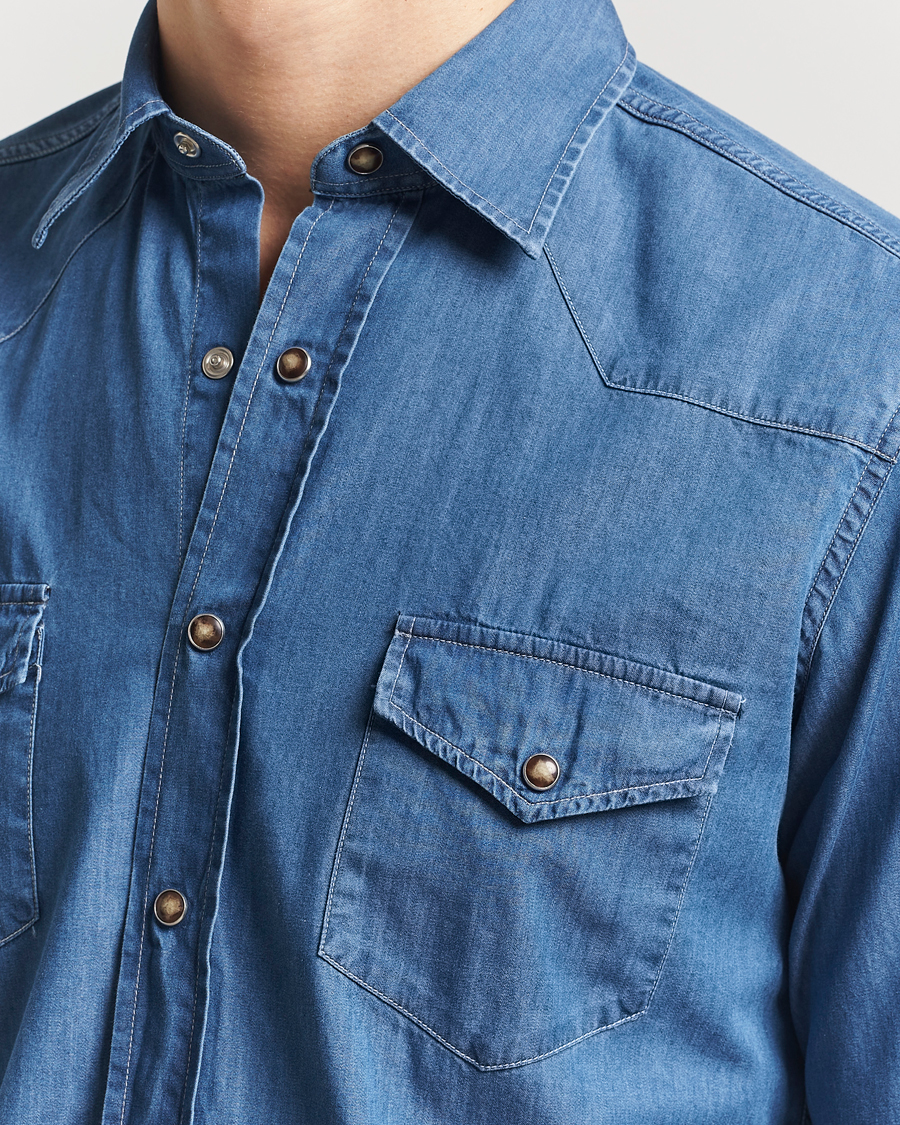 Heren | Overhemden | Grigio | Western Denim Shirt Washed Indigo