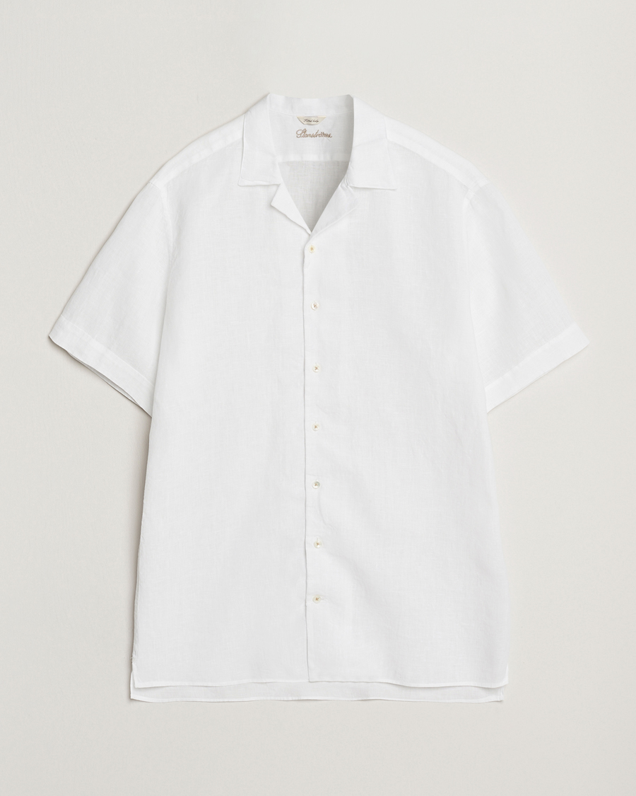 Heren | Overhemden | Stenströms | Short Sleeve Linen Shirt White