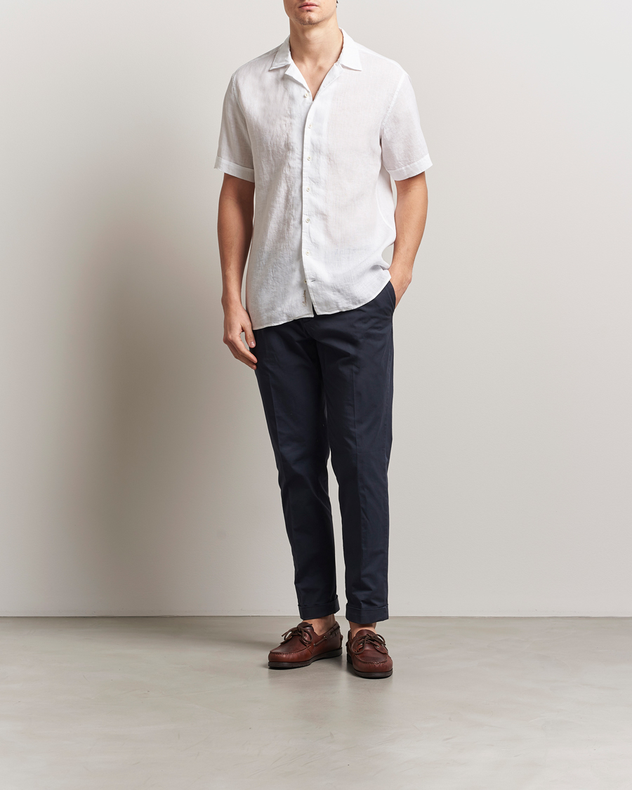 Heren | Overhemden | Stenströms | Short Sleeve Linen Shirt White