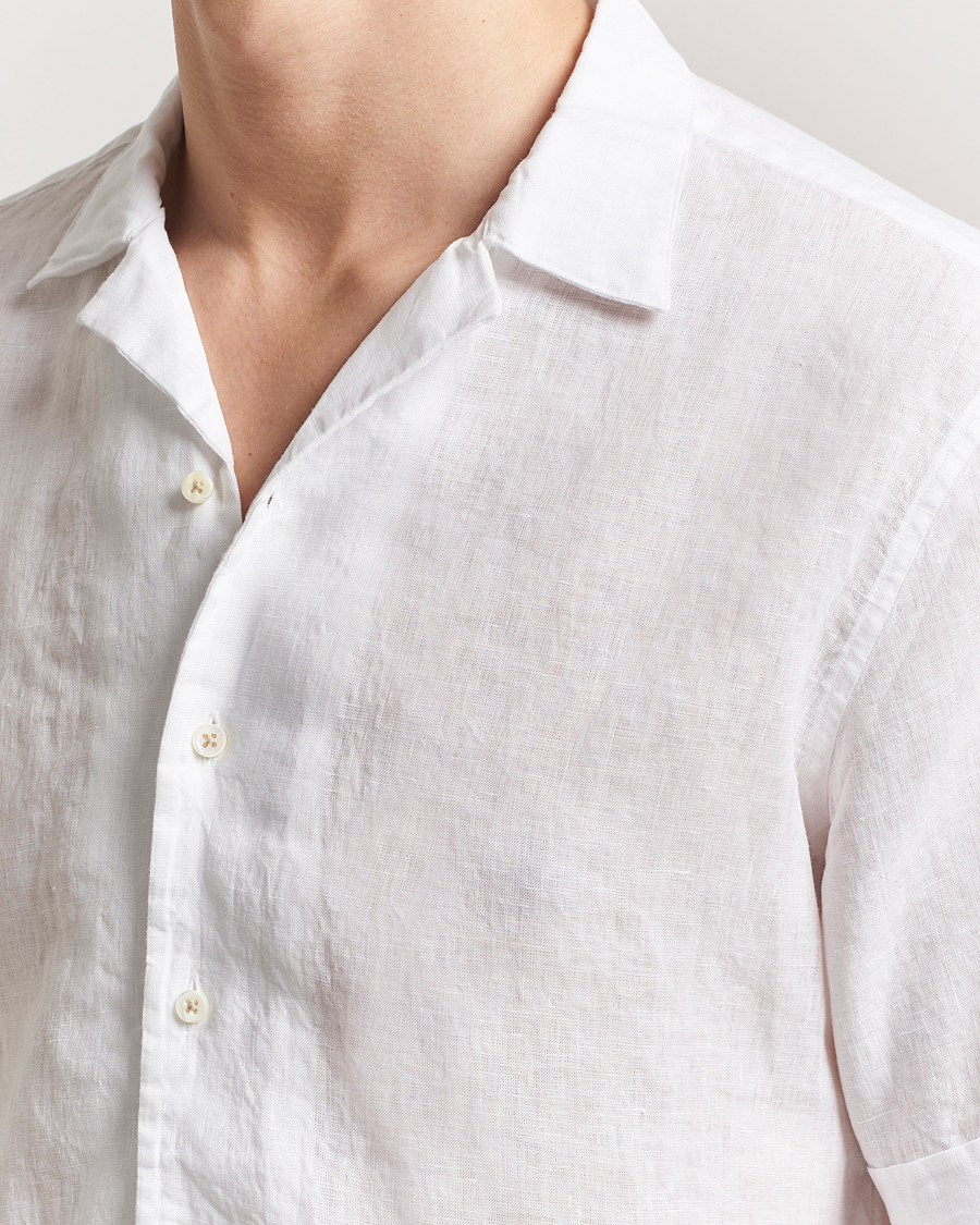 Heren | Overhemden | Stenströms | Short Sleeve Linen Shirt White