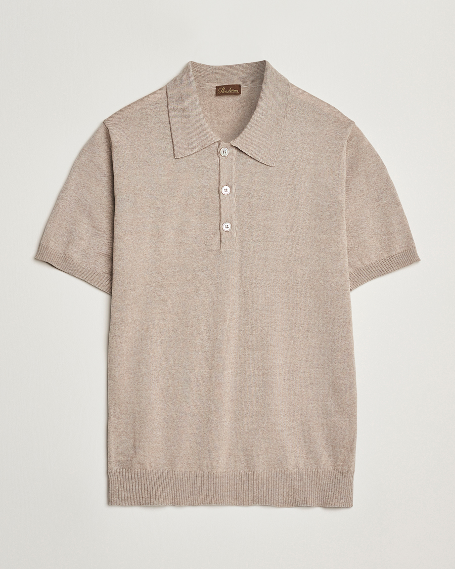 Heren | Polo's | Stenströms | Knitted Merino Polo Taupe
