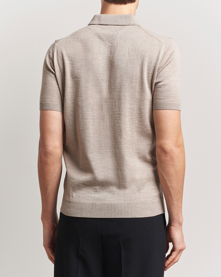 Heren | Polo's | Stenströms | Knitted Merino Polo Taupe