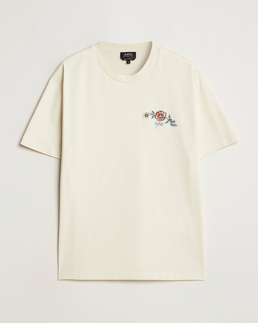 Heren | T-shirts | A.P.C. | Oscar Embroidered T-Shirt Ecru