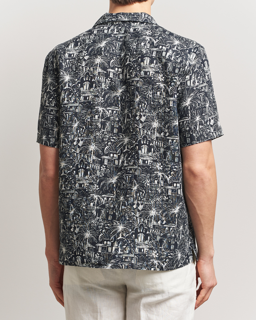 Heren | Overhemden | Eton | Resort Printed Short Sleeve Shirt Black