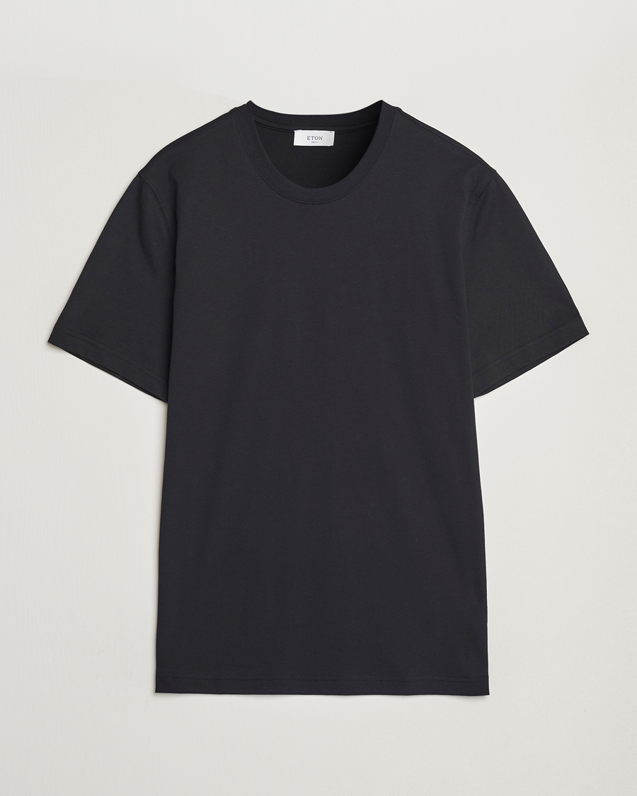 Heren | T-shirts | Eton | Mercerized Jersey Crew Neck T-Shirt Black