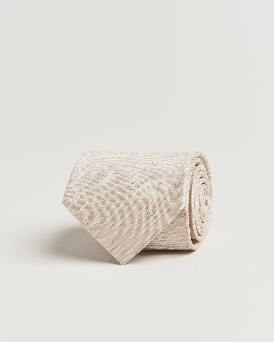 Heren | Eton Silk/Linen Tie Beige | Eton | Silk/Linen Tie Beige