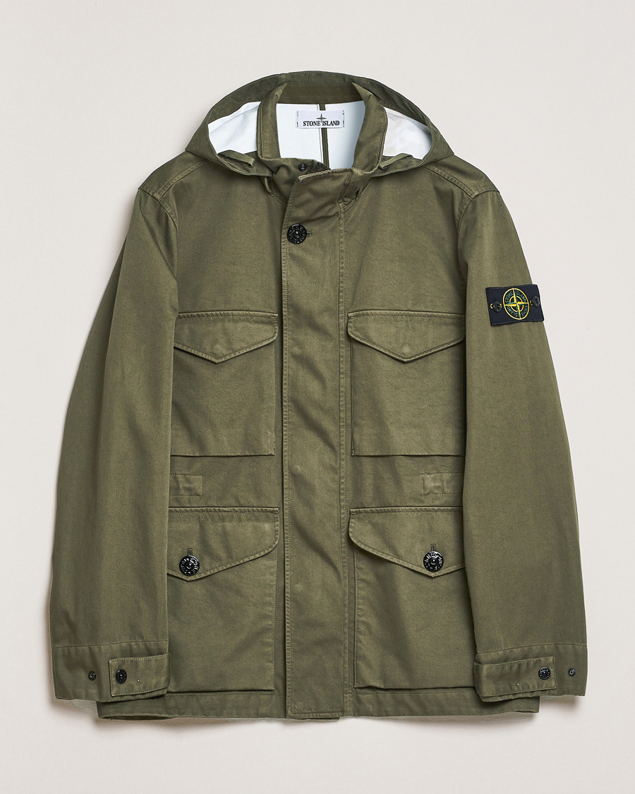 Heren | Jassen | Stone Island | Raso Gommato 3L Cotton Hooded Field Jacket Military Green