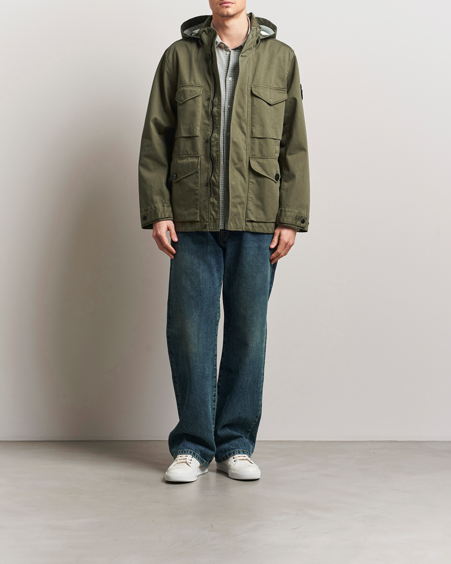 Heren | Jassen | Stone Island | Raso Gommato 3L Cotton Hooded Field Jacket Military Green