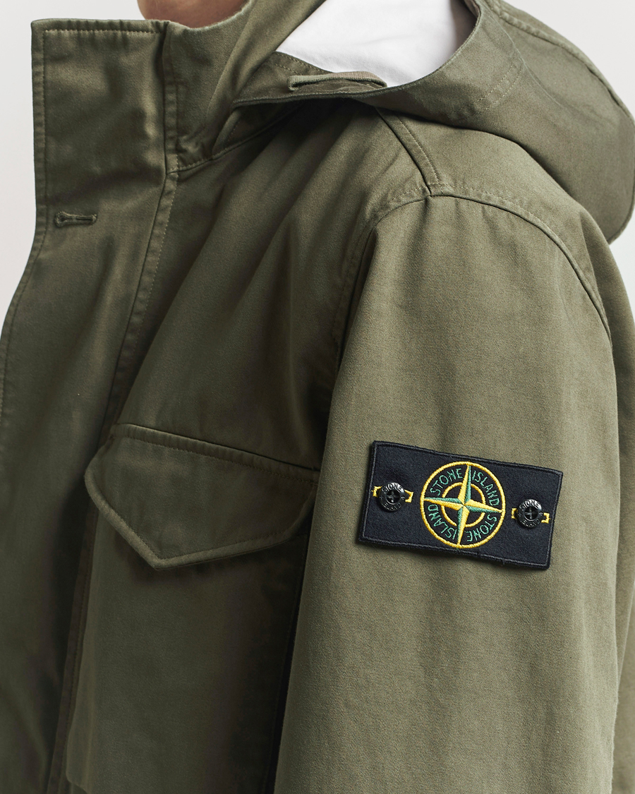 Heren | Jassen | Stone Island | Raso Gommato 3L Cotton Hooded Field Jacket Military Green