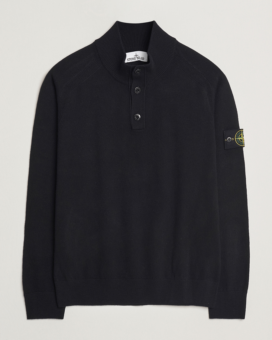 Heren | Truien | Stone Island | Knitted Geelong Wool Half Button Zip Black