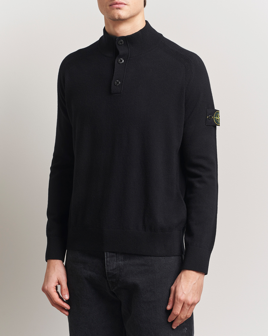 Heren | Truien | Stone Island | Knitted Geelong Wool Half Button Zip Black