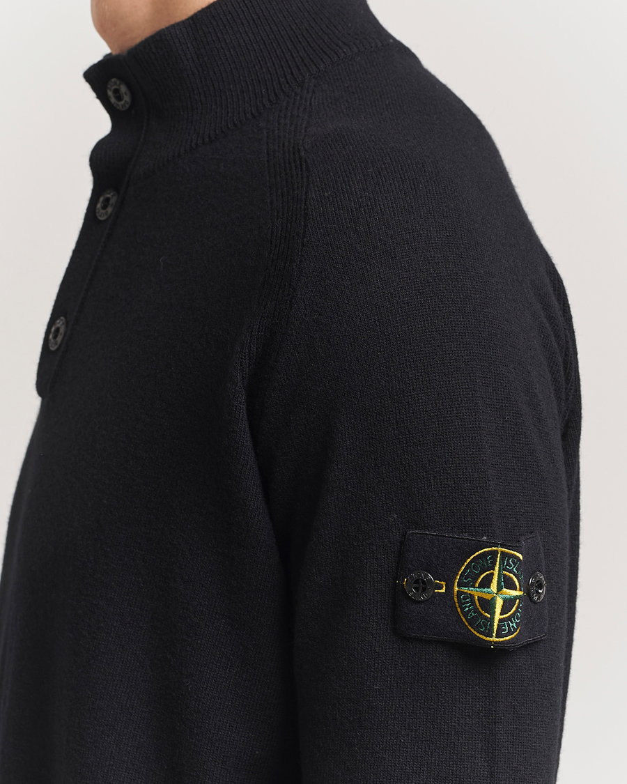Heren | Truien | Stone Island | Knitted Geelong Wool Half Button Zip Black