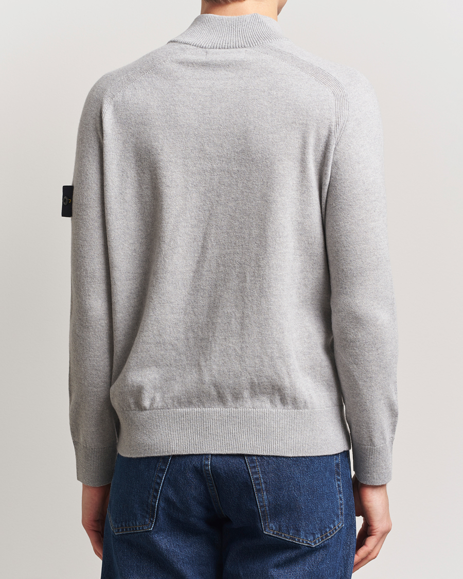 Heren | Truien | Stone Island | Knitted Geelong Wool Half Button Zip Melange Grey