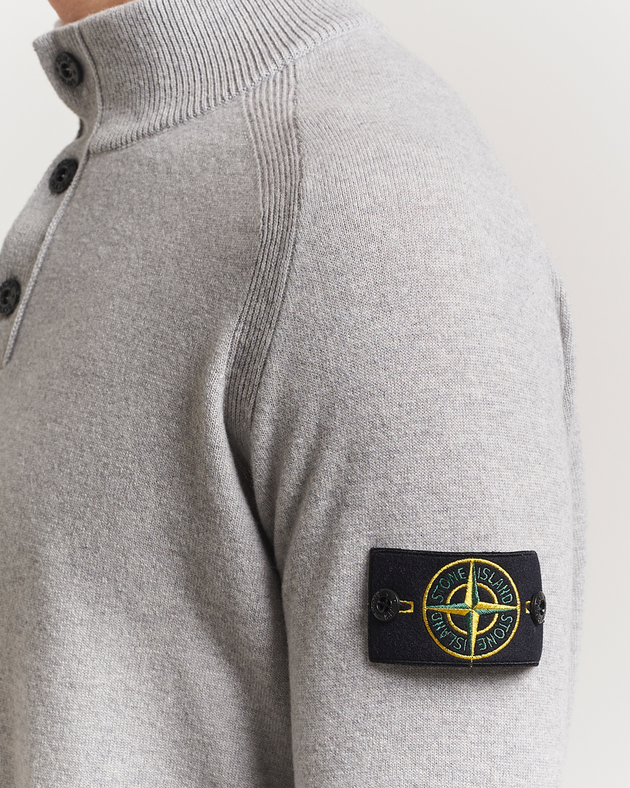 Heren | Truien | Stone Island | Knitted Geelong Wool Half Button Zip Melange Grey