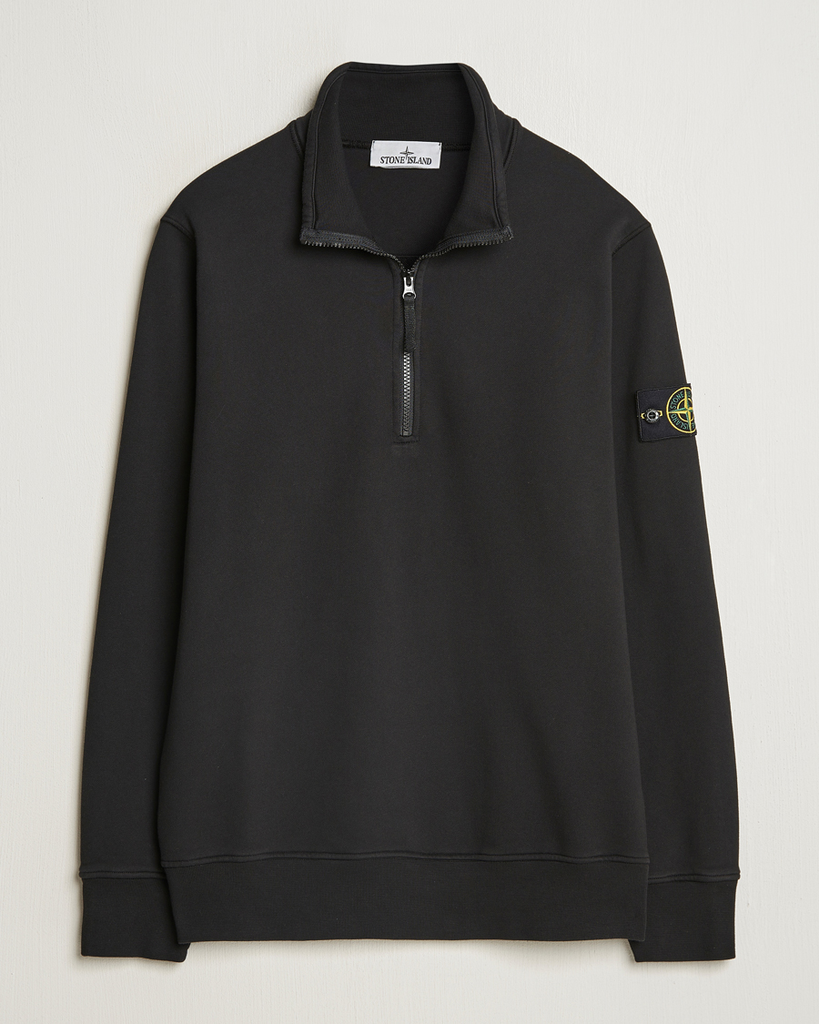 Heren | Truien | Stone Island | Garment Dyed Fleece Half Zip Black
